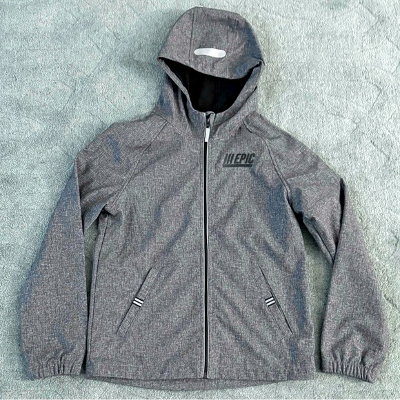 George Boys Gray Hoodie Full Zip Jacket EPIC logo & Reflectors Size XL (14-16) - Picture 1 of 8